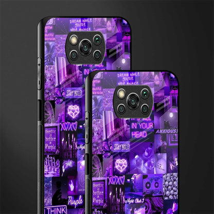 purple collage aesthetic glass case for poco x3 image-2