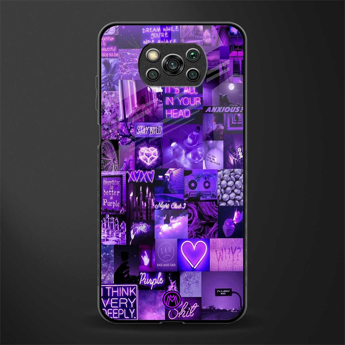 purple collage aesthetic glass case for poco x3 pro image