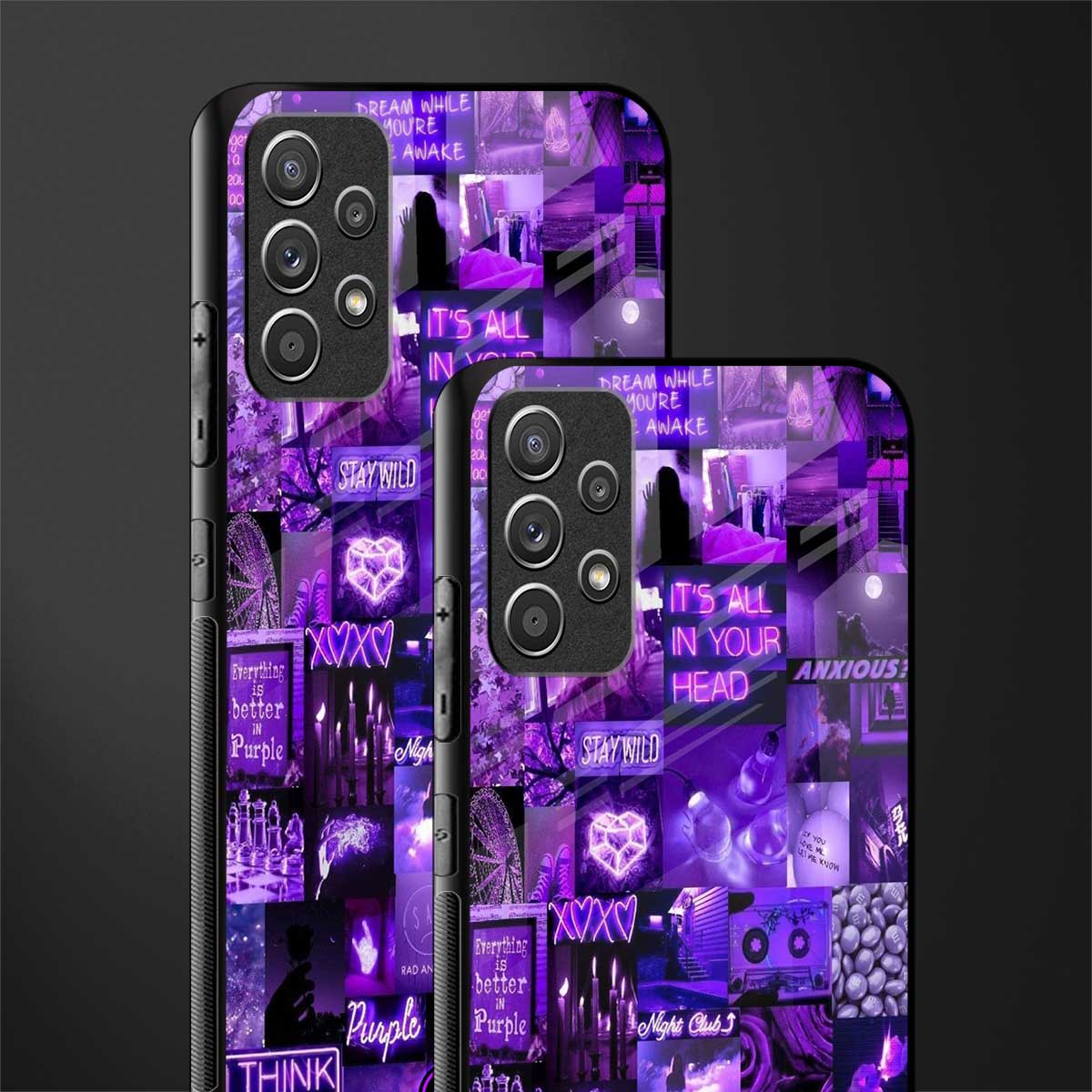 purple collage aesthetic glass case for samsung galaxy a72 image-2