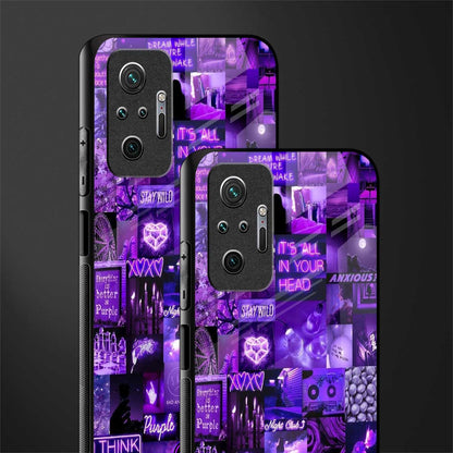 purple collage aesthetic glass case for redmi note 10 pro max image-2