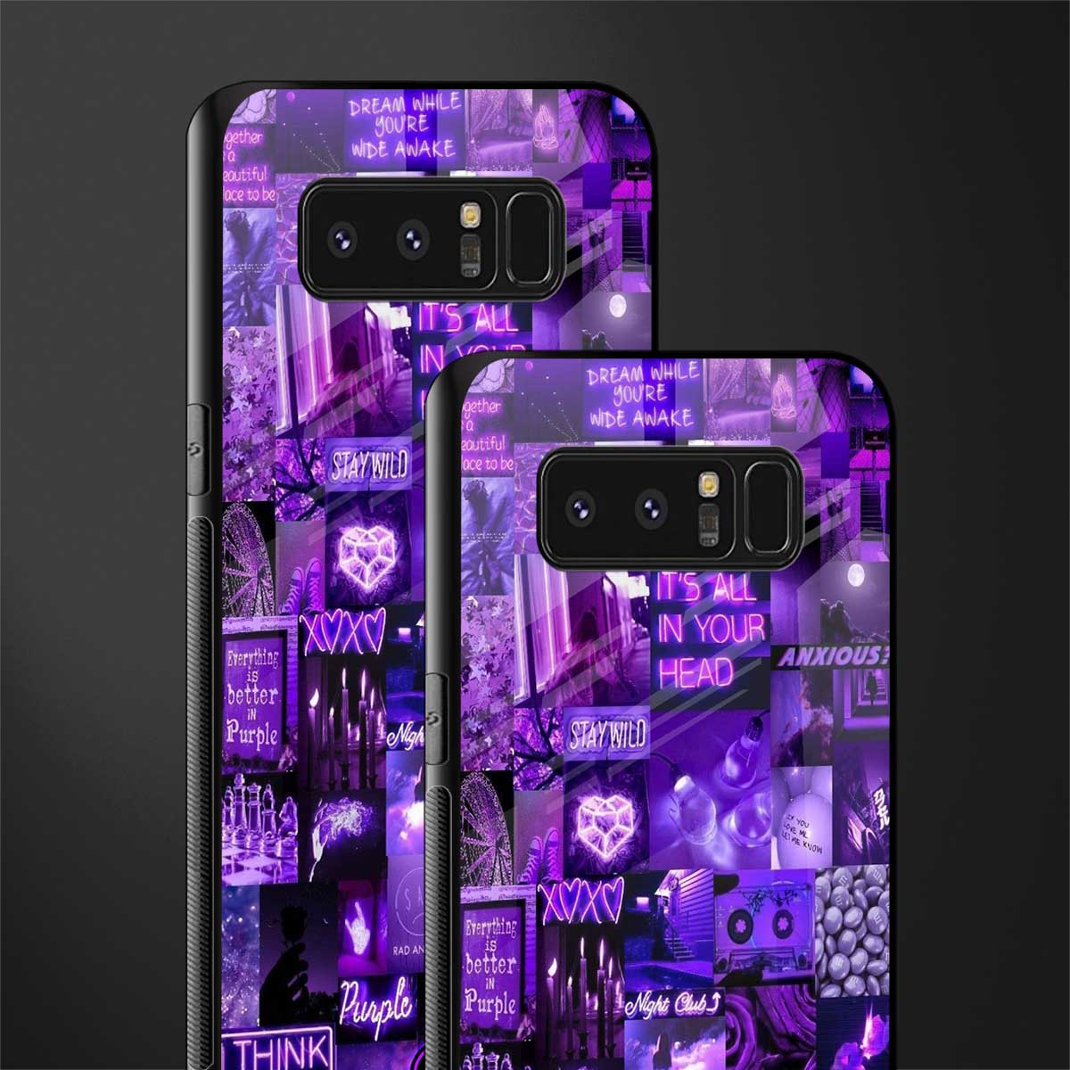 purple collage aesthetic glass case for samsung galaxy note 8 image-2