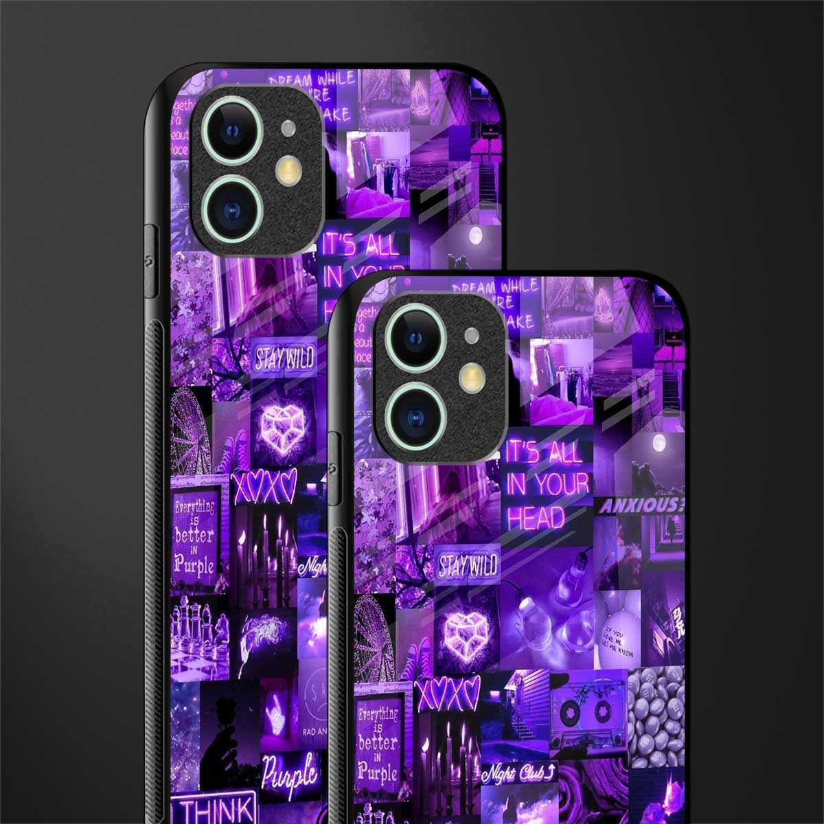 purple collage aesthetic glass case for iphone 12 mini image-2