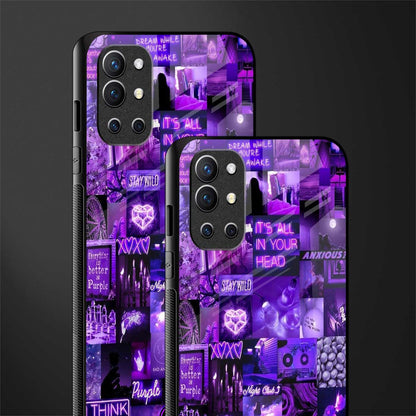 purple collage aesthetic glass case for oneplus 9r image-2