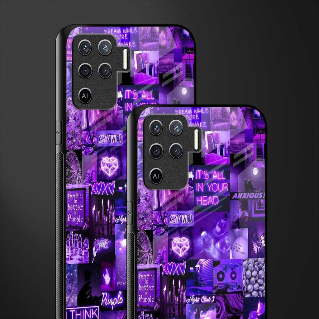 purple collage aesthetic glass case for oppo f19 pro image-2