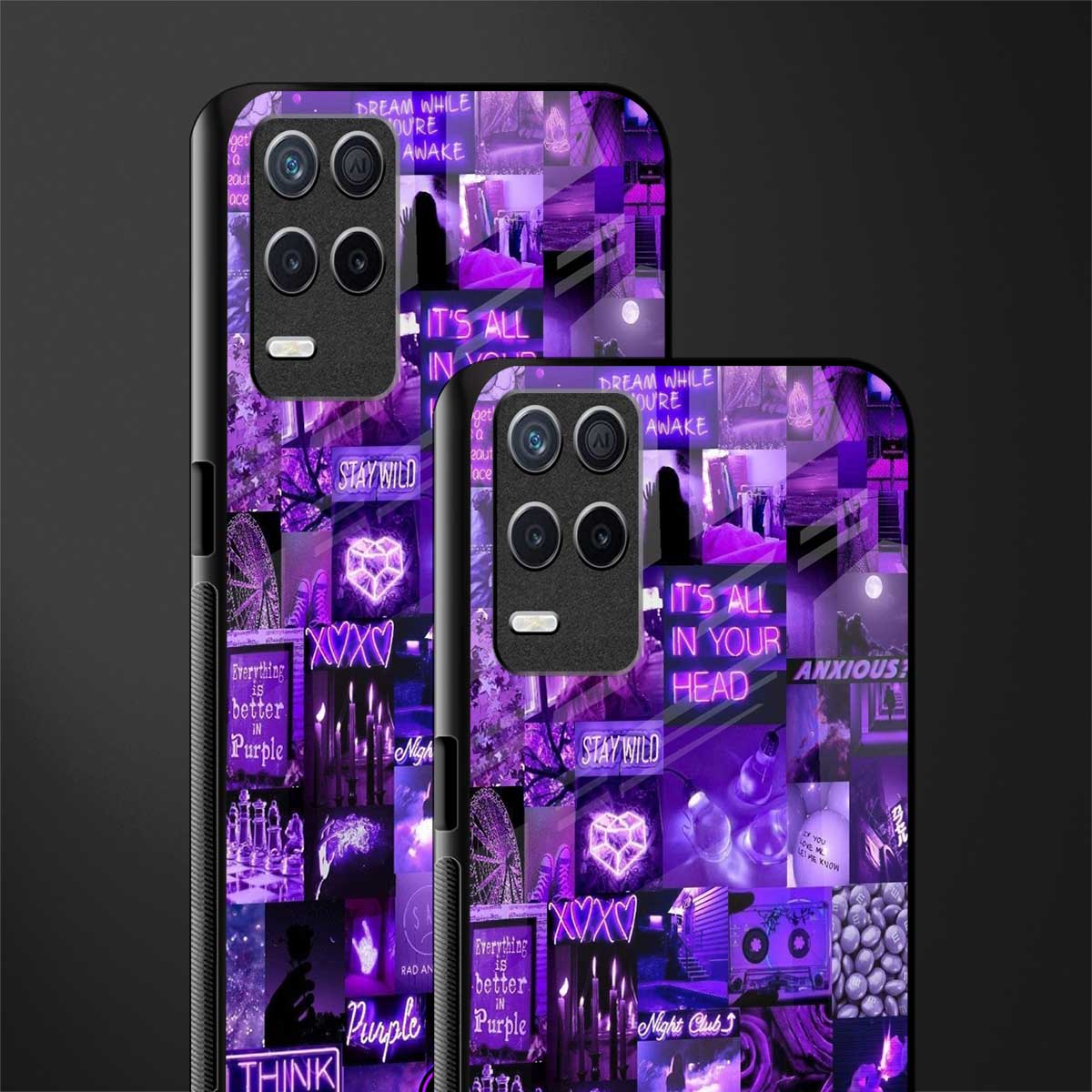 purple collage aesthetic glass case for realme 8 5g image-2