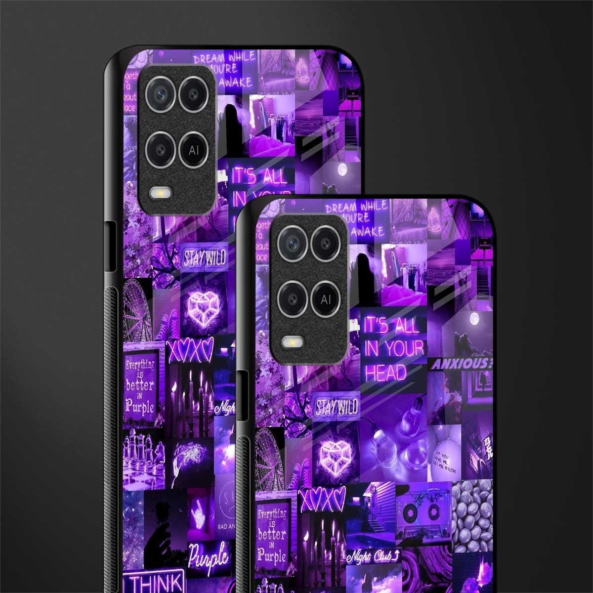 purple collage aesthetic glass case for oppo a54 image-2