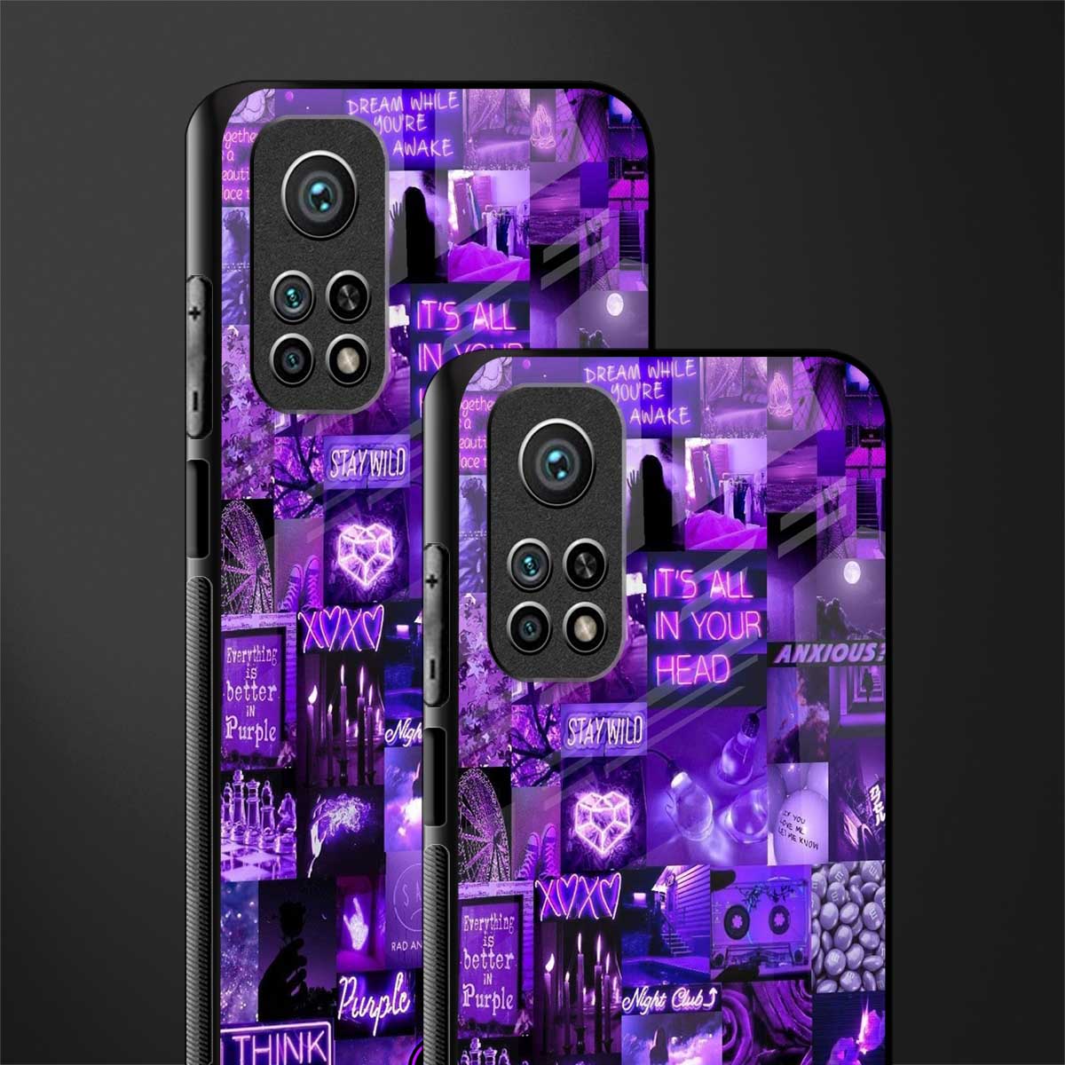 purple collage aesthetic glass case for mi 10t pro image-2