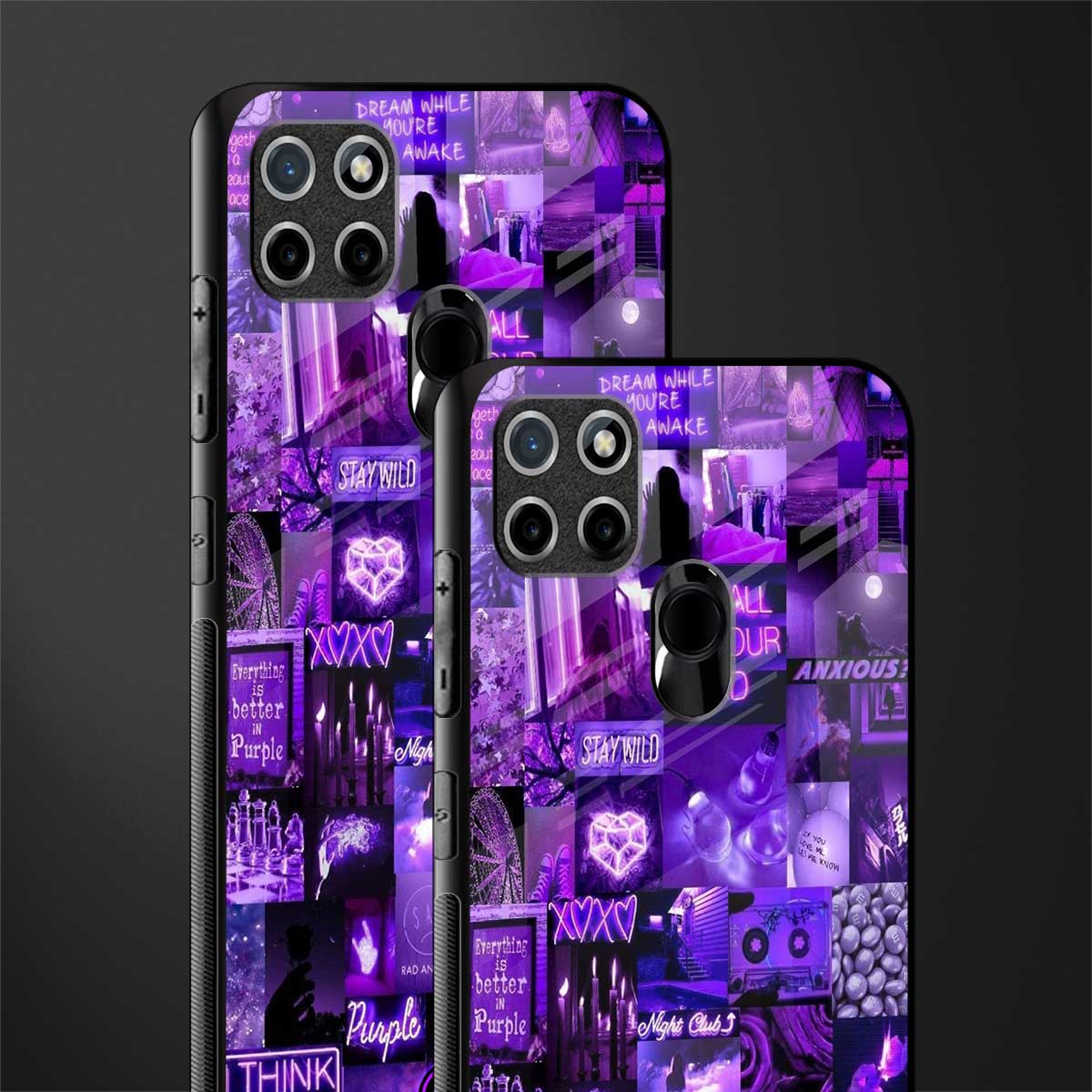 purple collage aesthetic glass case for realme c21y image-2