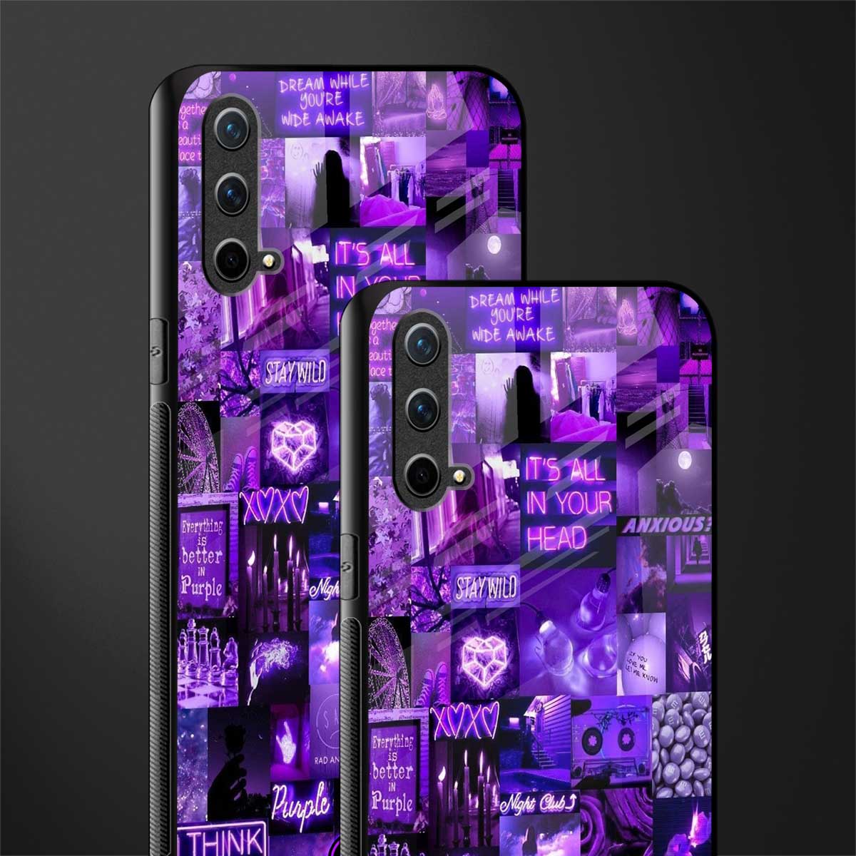 purple collage aesthetic glass case for oneplus nord ce 5g image-2