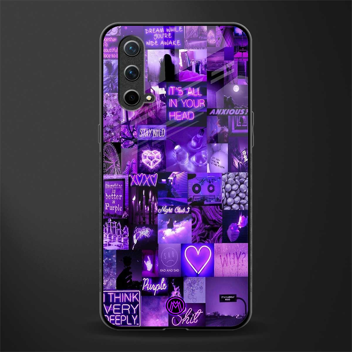 purple collage aesthetic glass case for oneplus nord ce 5g image
