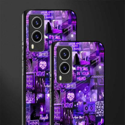 purple collage aesthetic glass case for vivo v21e 5g image-2
