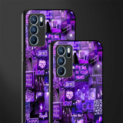 purple collage aesthetic glass case for oppo reno6 5g image-2