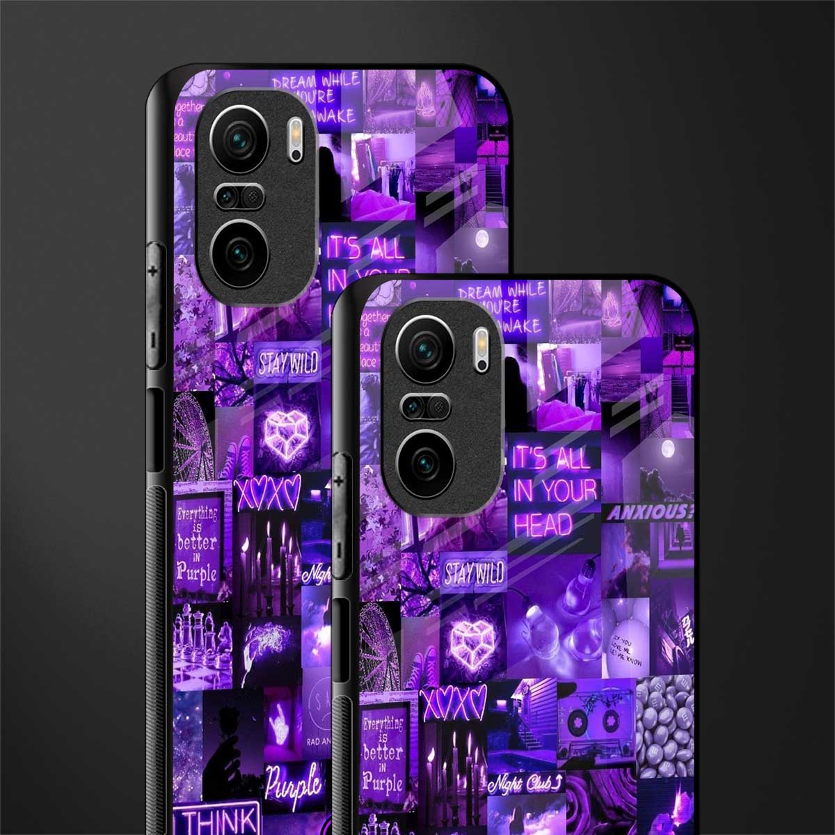 purple collage aesthetic glass case for mi 11x 5g image-2