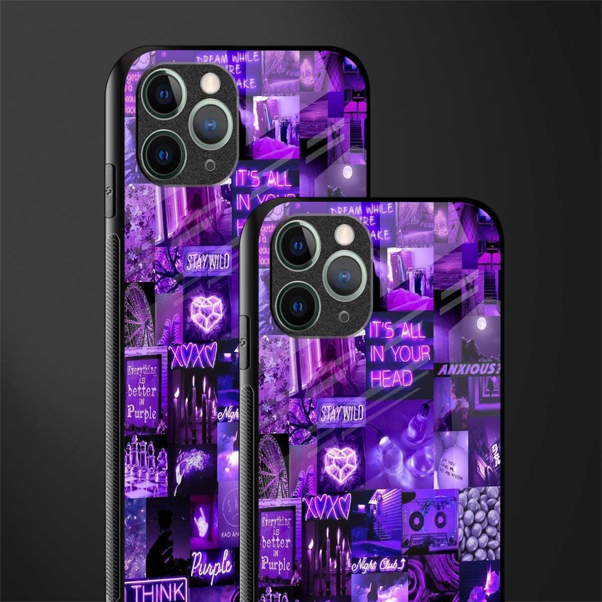 purple collage aesthetic glass case for iphone 11 pro max image-2