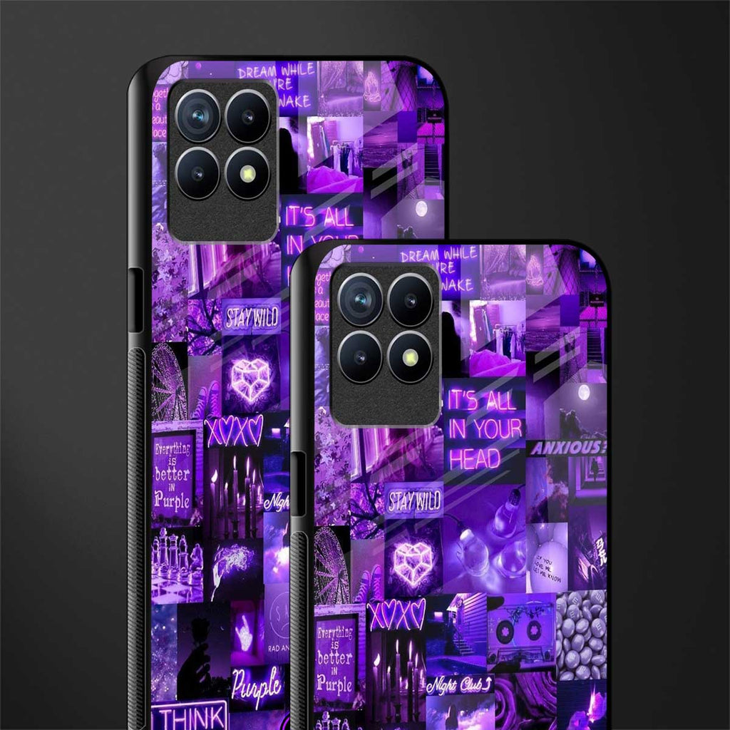 purple collage aesthetic glass case for realme 8i image-2