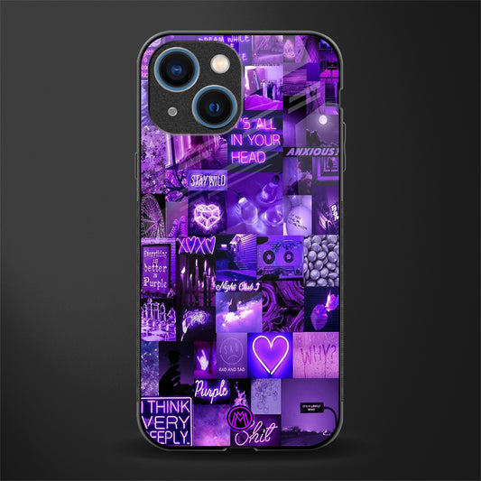 purple collage aesthetic glass case for iphone 13 mini image