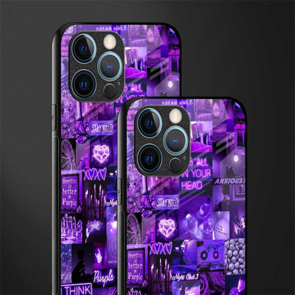 purple collage aesthetic glass case for iphone 12 pro image-2
