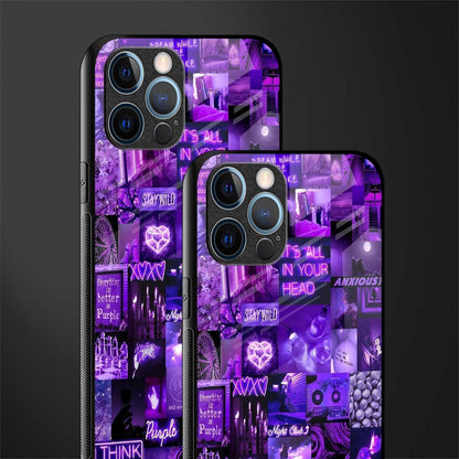 purple collage aesthetic glass case for iphone 13 pro max image-2