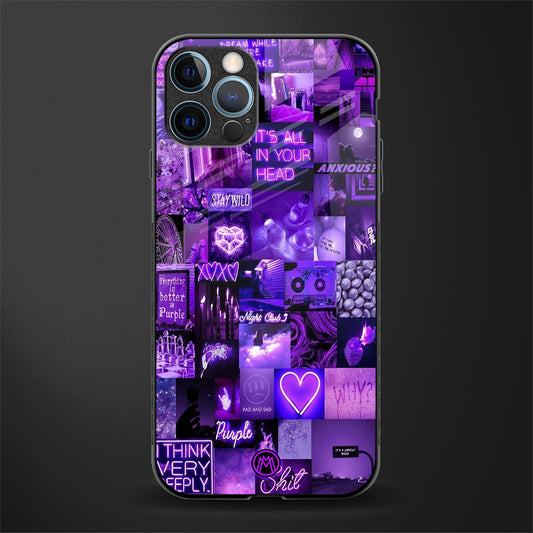 purple collage aesthetic glass case for iphone 14 pro max image
