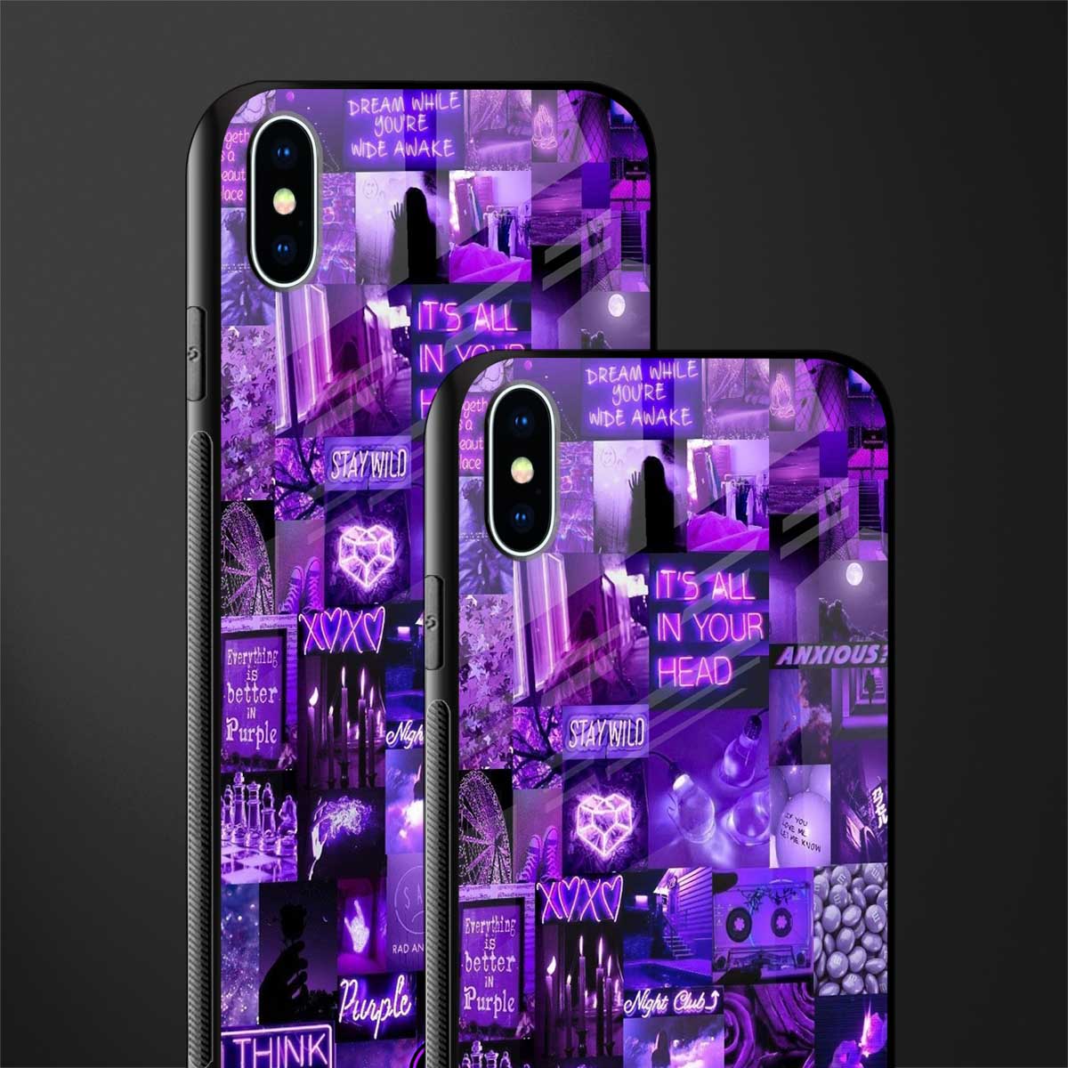 purple collage aesthetic glass case for iphone xs max image-2