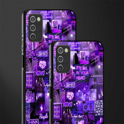 purple collage aesthetic glass case for samsung galaxy a03s image-2