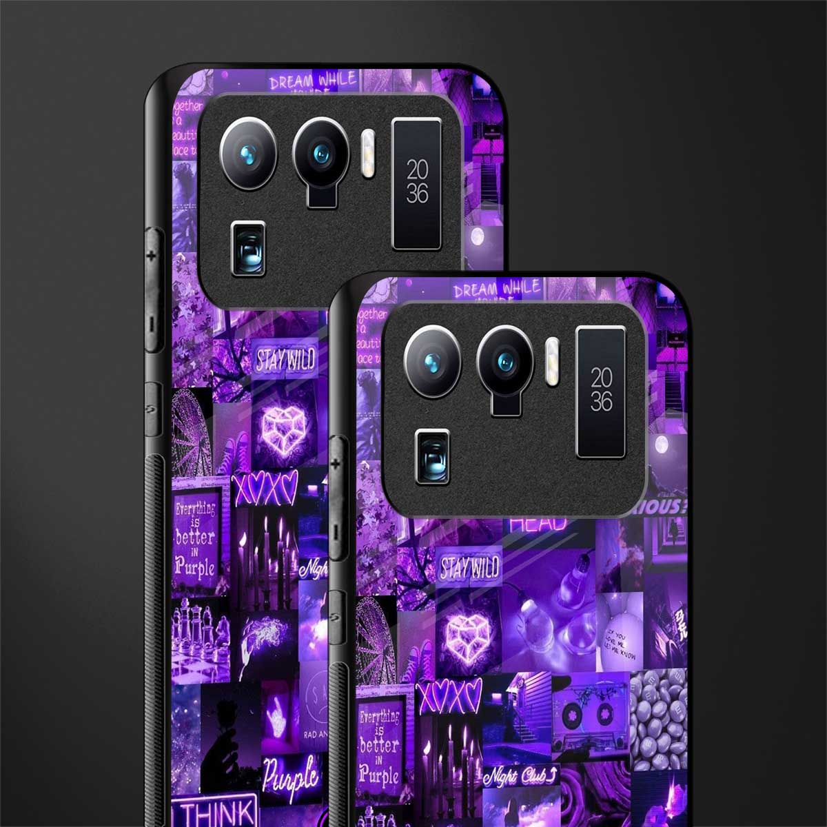 purple collage aesthetic glass case for mi 11 ultra 5g image-2