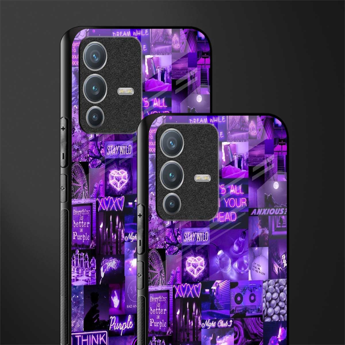 purple collage aesthetic glass case for vivo v23 pro 5g image-2