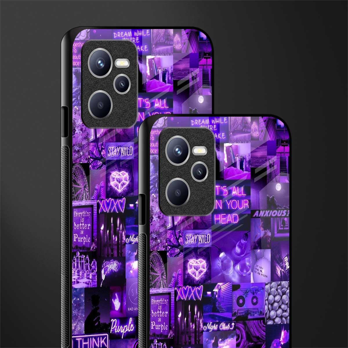 purple collage aesthetic glass case for realme c35 image-2