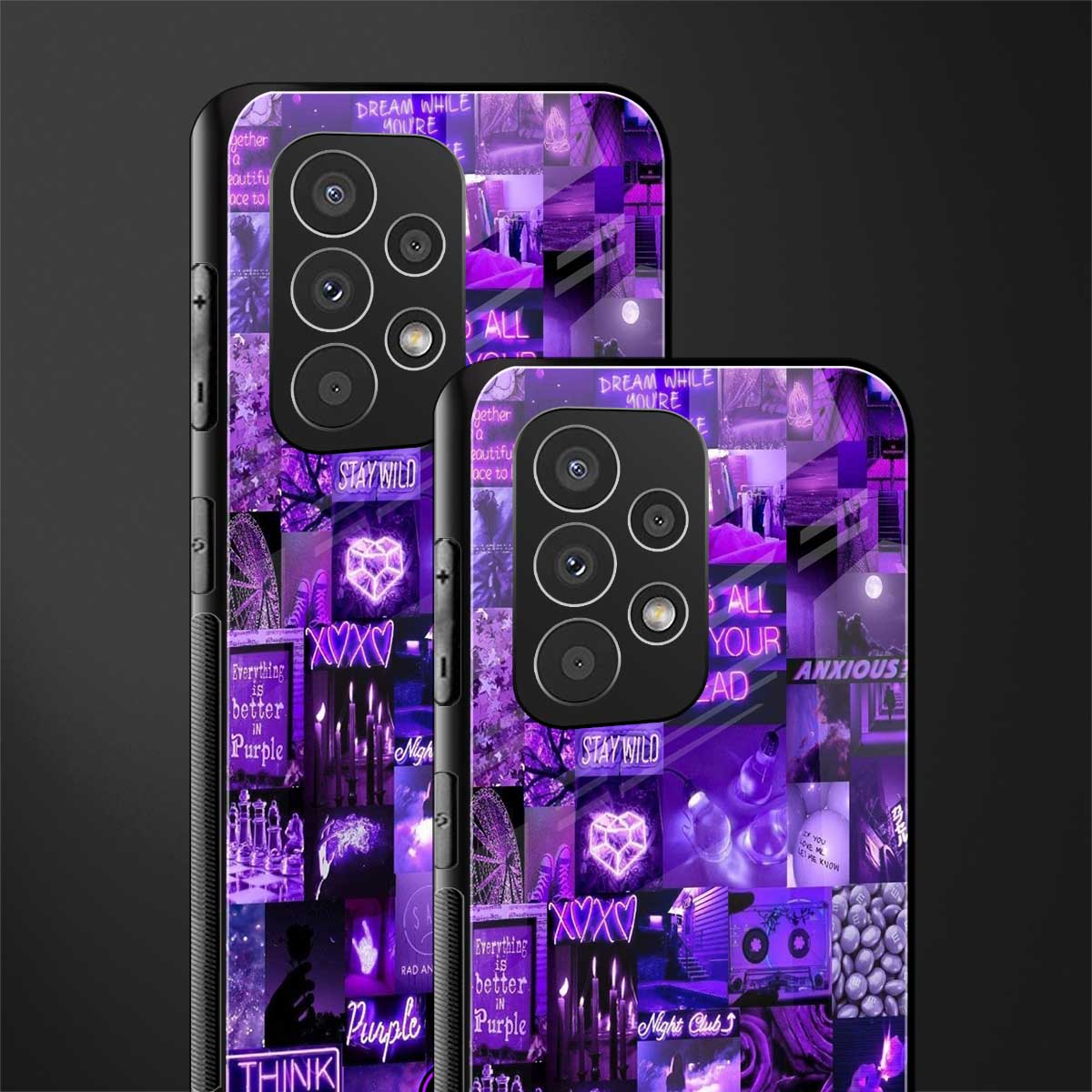 purple collage aesthetic back phone cover | glass case for samsung galaxy a53 5g