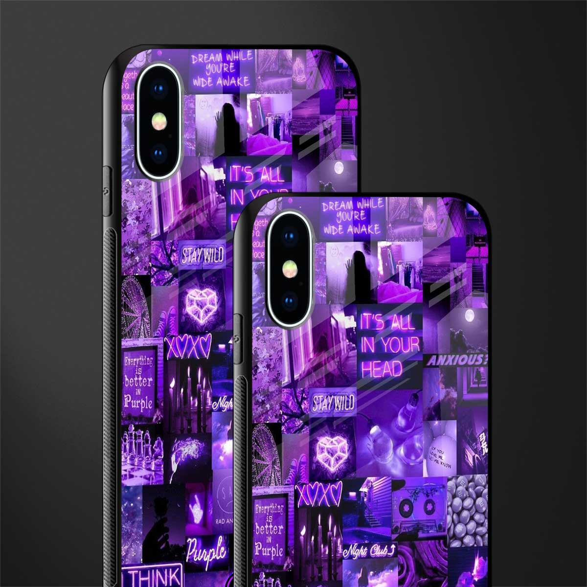 purple collage aesthetic glass case for iphone x image-2