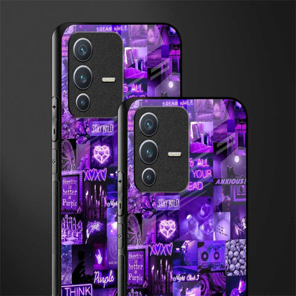 purple collage aesthetic glass case for vivo v23 5g image-2