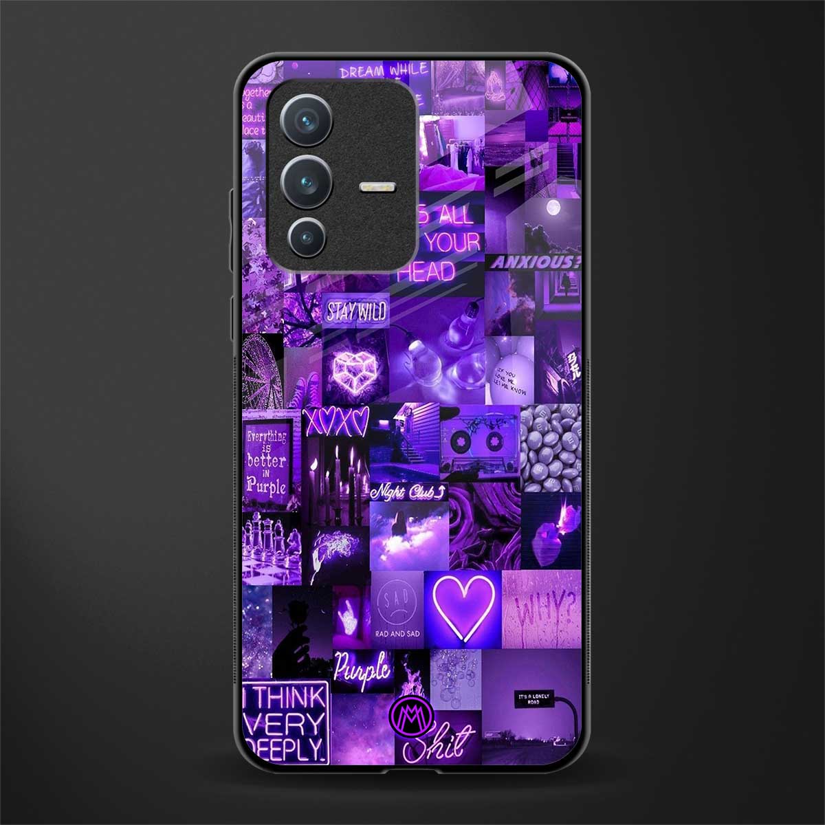 purple collage aesthetic glass case for vivo v23 5g image