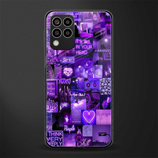 purple collage aesthetic back phone cover | glass case for samsung galaxy m33 5g