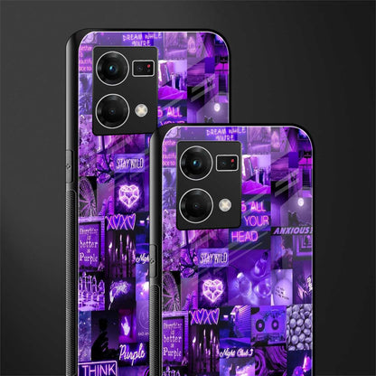 purple collage aesthetic back phone cover | glass case for oppo f21 pro 4g