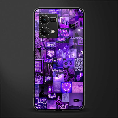 purple collage aesthetic back phone cover | glass case for oppo f21 pro 4g