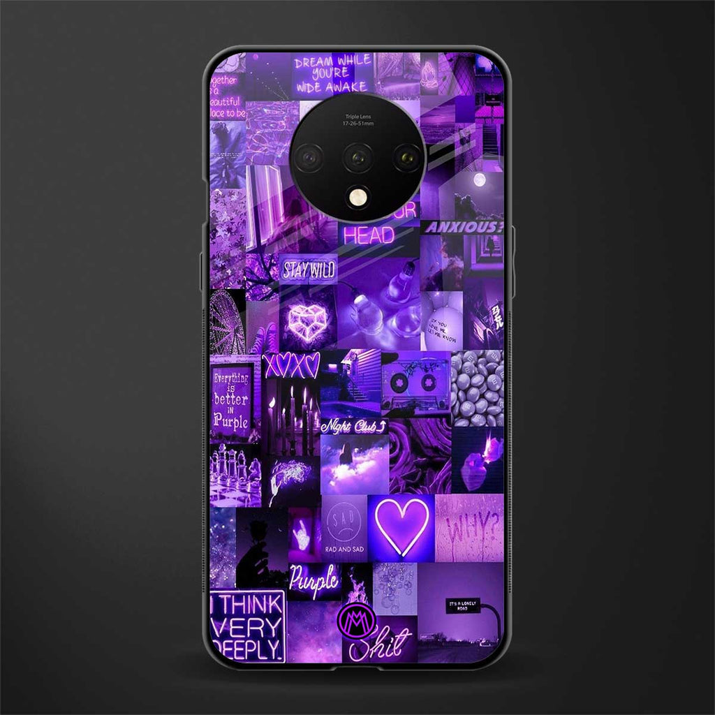purple collage aesthetic glass case for oneplus 7t image