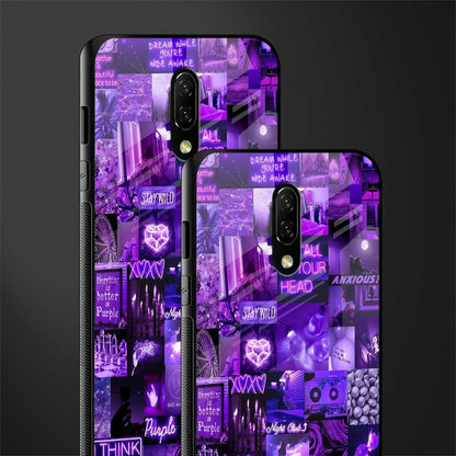 purple collage aesthetic glass case for oneplus 7 image-2