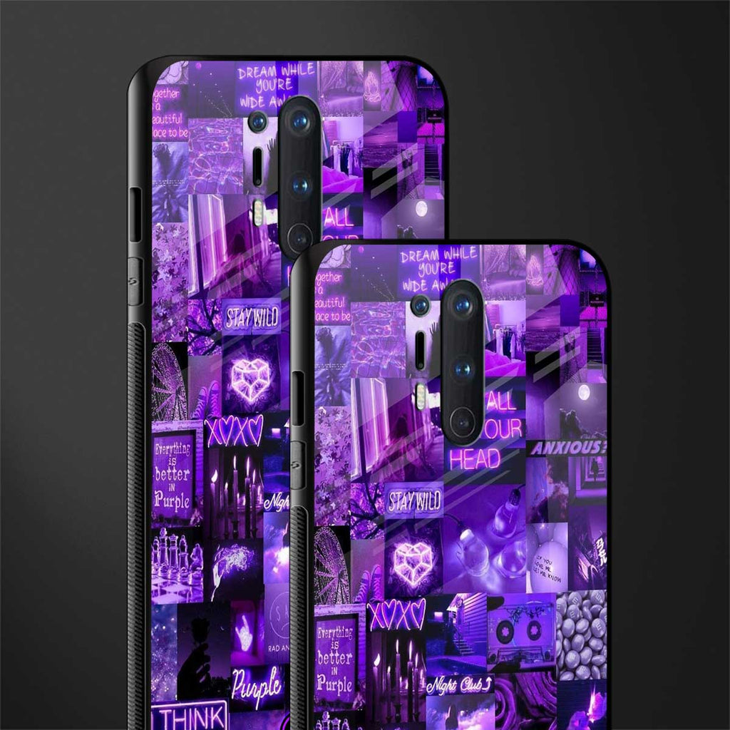 purple collage aesthetic glass case for oneplus 8 pro image-2