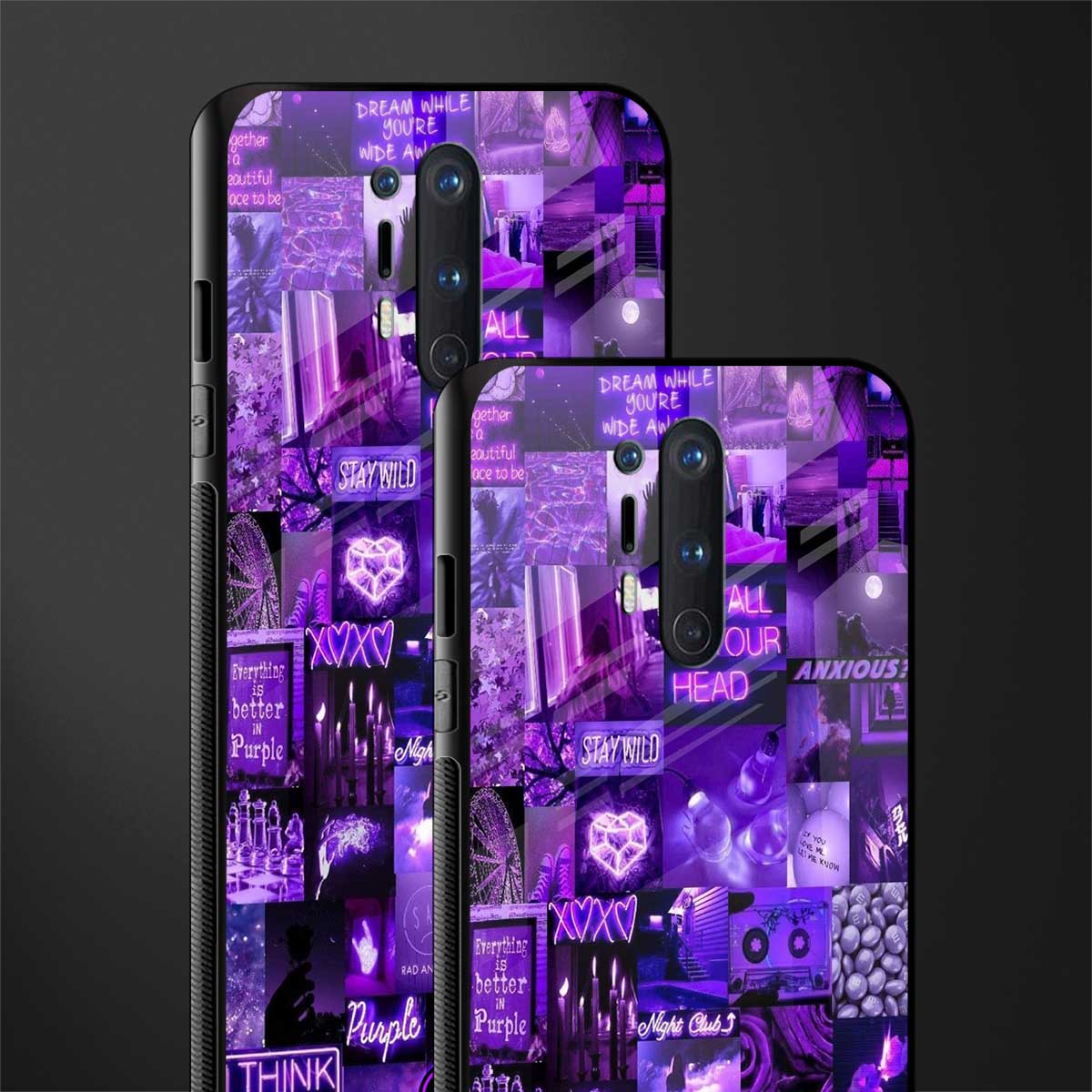 purple collage aesthetic glass case for oneplus 8 pro image-2