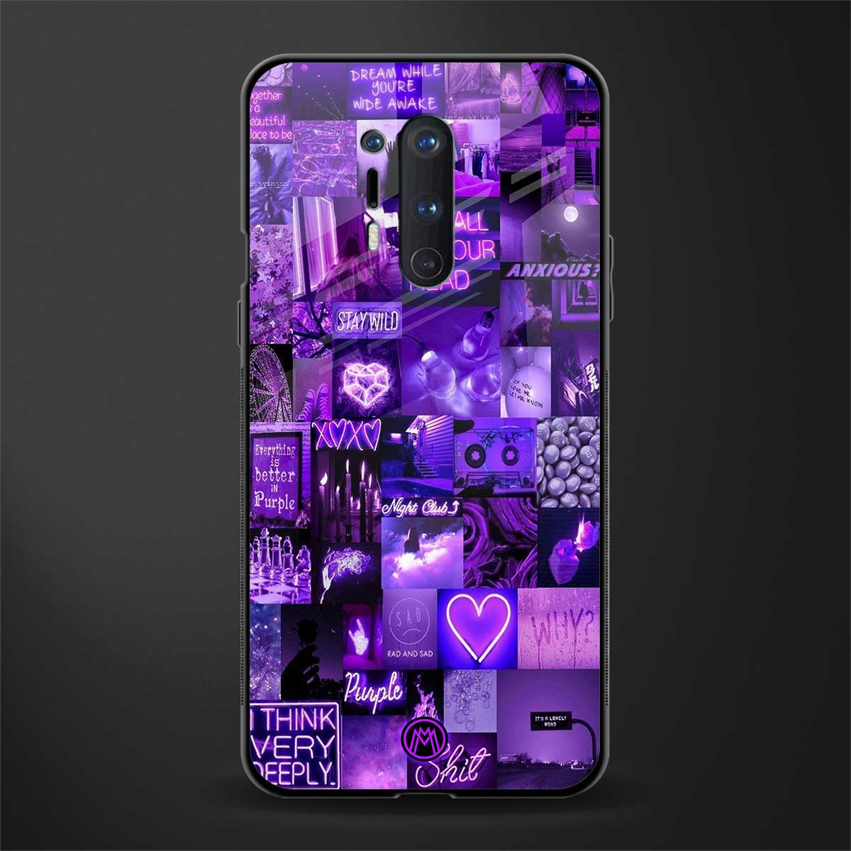 purple collage aesthetic glass case for oneplus 8 pro image