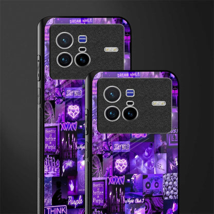 purple collage aesthetic glass case for vivo x80 image-2