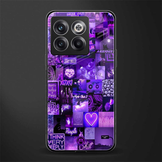 purple collage aesthetic back phone cover | glass case for oneplus 10t