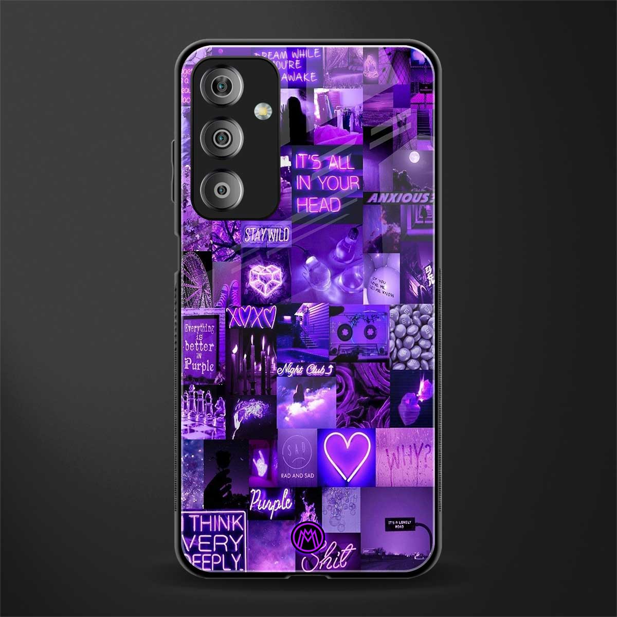 purple collage aesthetic back phone cover | glass case for samsung galaxy f23 5g