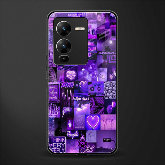 purple collage aesthetic back phone cover | glass case for vivo v25 pro 5g