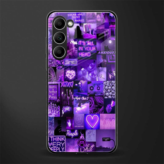 purple collage aesthetic glass case for phone case | glass case for samsung galaxy s23 plus