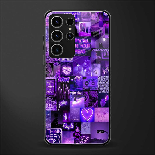 purple collage aesthetic glass case for phone case | glass case for samsung galaxy s23 ultra