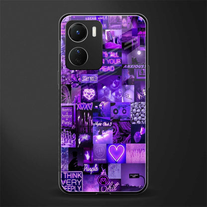 purple collage aesthetic back phone cover | glass case for vivo y16