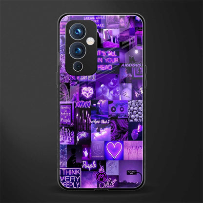 purple collage aesthetic back phone cover | glass case for oneplus 9