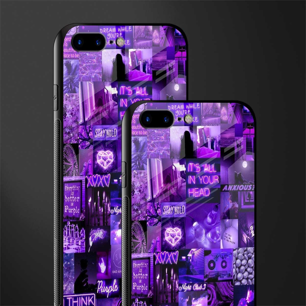 purple collage aesthetic glass case for iphone 7 plus image-2