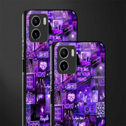 purple collage aesthetic back phone cover | glass case for vivo y72